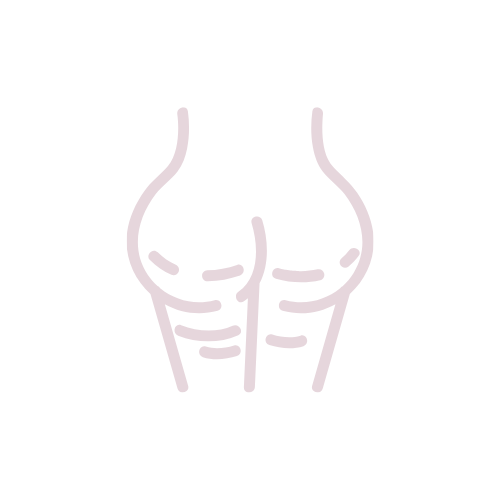 Icona stilizzata della zona glutei e cosce, rappresenta le aree più colpite dalla cellulite con effetto a buccia d’arancia.