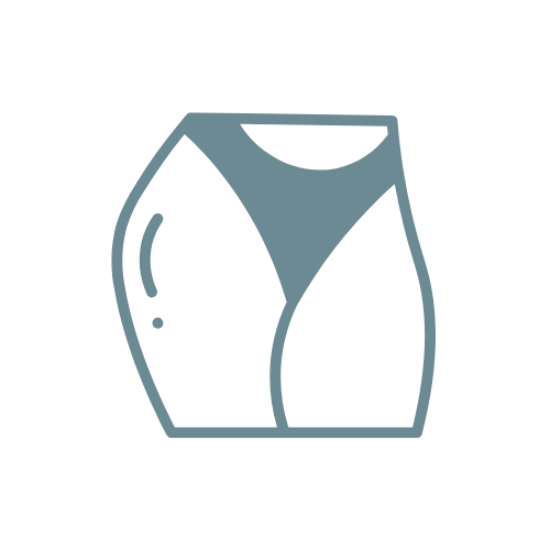 Illustrazione semplificata della zona bikini, indica l’epilazione laser inguinale in sicurezza.
