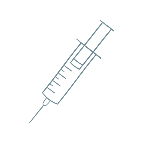Simbolo di siringa minimal, associato a microiniezioni per il drenaggio dei liquidi e la riduzione dell’accumulo adiposo localizzato.
